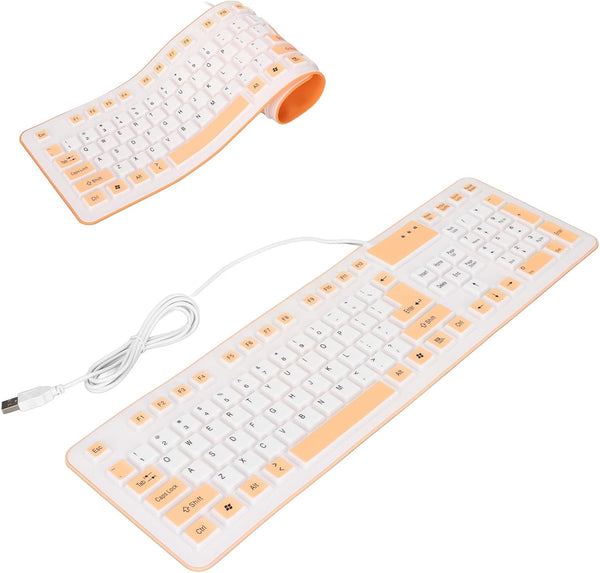 GOWENIC Foldable Silicone Keyboard, 106 Keys Roll Up USB Wired Waterproof Keyboard for PC Laptop Notebook, Full Size