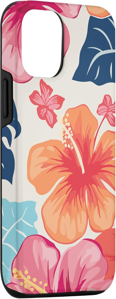 iPhone 15 Pro Hibiscus Flower, Summer Floral Hawaiian Pattern Case
