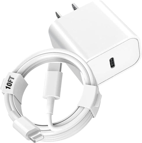 USB C Charger for iPhone, Fast Charging 20W Type C Wall Charger Block with 10FT USB C to Lightning Cable Compatible