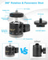 UTEBIT 1/4" Mini Ball Head, Panoramic Tripod Head with Camera Hot Shoe Mount DSLR Camera Mount Adapter Photograph
