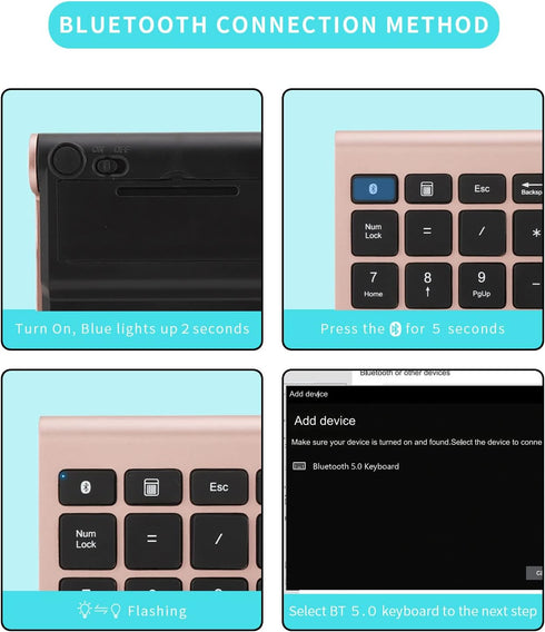Gugxiom Bluetooth Number Pad, Bluetooth 5.0 Number Pad with Shortcut Keys, 22 Keys for Laptop Desktop, PC, Notebook