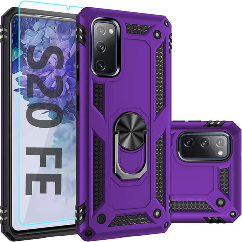 Samsung Galaxy S20 FE Case with Screen Protector - Military Grade 16ft Drop Tested Cover, Magnetic Kickstand, Purple