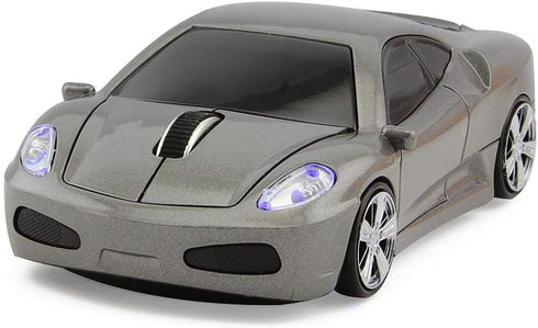 Wireless Optical Sports Car Mouse, 2.4G Nano USB AA Battery Mice for Desktop Laptop (Gray)