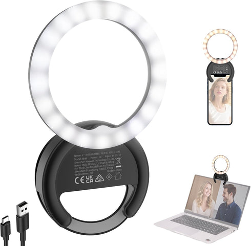 NEEWER Entry Level Version 4" Phone Selfie Ring Light Compatible with iPhone, 5W