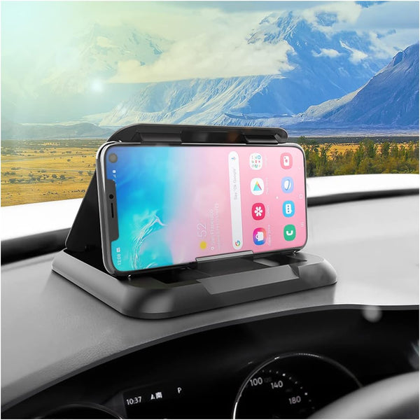 Car Phone Holder Mount, Silicone Carbon Fiber Pattern for Automotive Dashboard, Universal for iPhone Pro Max SE XS XR