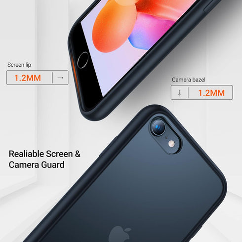 TORRAS Shockproof iPhone SE 2020 Case & iPhone 8 Case, Military Grade Drop Test, Black Translucent Matte