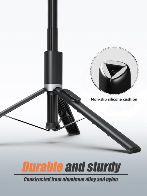 Jishane 61'' Tall Tripod for iPhone - Selfie Stick Tripod All in One Selfie Stick with Wireless Remote, Lightweight