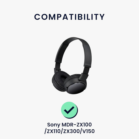 kwmobile Ear Pads Compatible with Sony MDR-ZX100/ZX110/ZX300/V150 Earpads - 2X Replacement for Headphones - Black