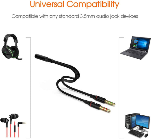 Maeline 3.5mm Headphone Splitter Adapter, 10 Pack, Dual Male Microphone Audio Stereo Jack for Gaming Speaker