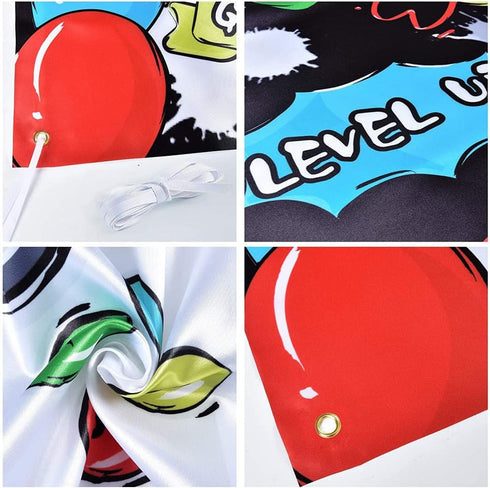 Video Game Happy Birthday Backdrop Banner for Kids Boys Party - Gaming Photography Background Wall Decoration Supplies