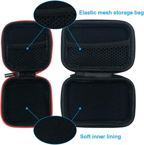 lyfLux Earbud Case - 10 Pieces Square & Rectangular Headphone Cases with Clips for Headphones, SD Cards, Wireless