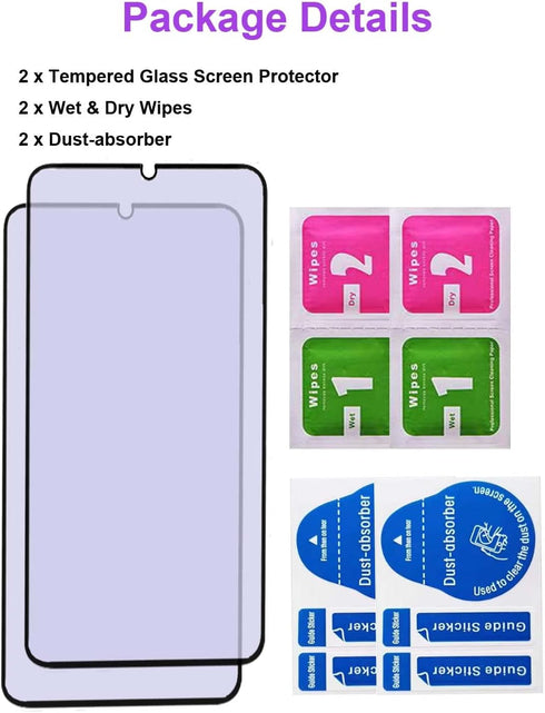 2 Pack Anti Blue Light Tempered Glass Screen Protector for Samsung Galaxy S22 Plus / S22+, 9H Hardness, Blue Light