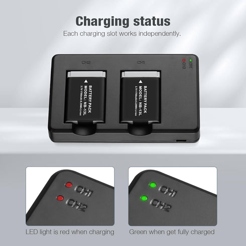 NB-13L Battery 2 Pack Replacement Li-ion Batteries and USB Dual Charger for PowerShot G1X G5X G7X Mark II III