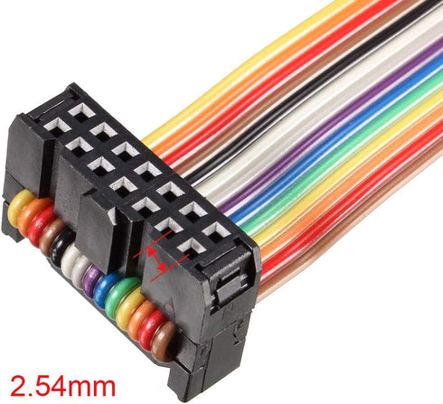 uxcell IDC Rainbow Wire Flat Ribbon Cable, 14P D-type FC/FC Connector, 1m Length