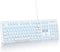 iRoboosta Retro Typewriter White Keyboard Full Size, 104 Keys LED Backlit Wired Membrane