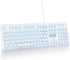 iRoboosta Retro Typewriter White Keyboard Full Size, 104 Keys LED Backlit Wired Membrane