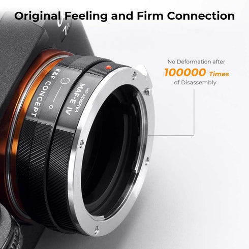 K&F Concept IV PRO MAF-NEX Lens Mount Adapter, Manual Focus Compatible with Minolta AF/Sony Alpha to Sony-E