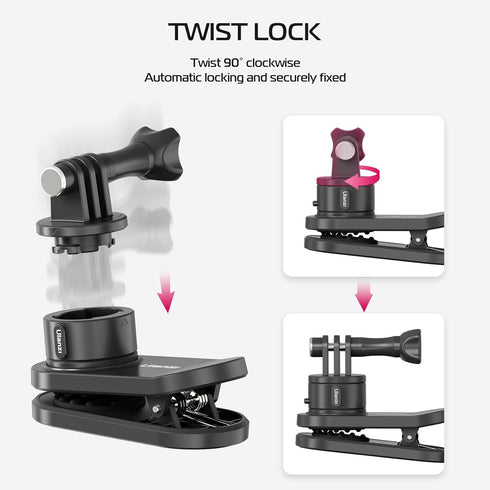ULANZI Backpack Mount for GoPro, Quick II Magnetic Suction Clip Clamp for GoPro Max Hero 11 10 9 8 7 6 5