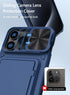 Vihibii iPhone 15 Pro Max Wallet Case, Blue: Card Holder (4 Cards), Kickstand, Slide Lens, Shockproof, Raised Edges.