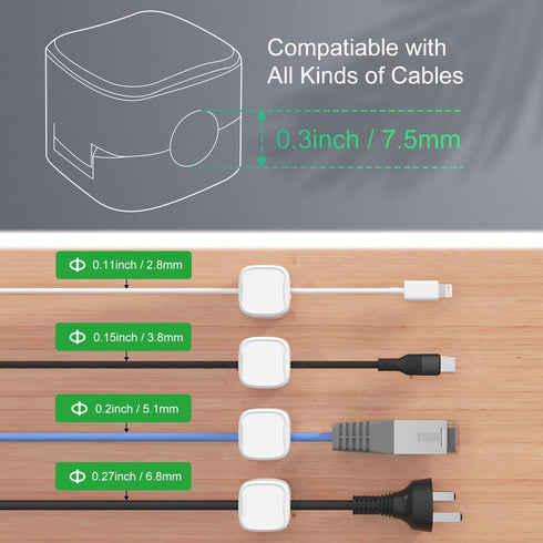 Picozon 12 Pack Magnetic Cable Clip Organizer, Adhesive Cord Holder for Phone, USB Charger, and Desktop Management
