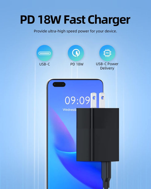 Foldable 20W Fast Charging Charger for Google Pixel (Black)