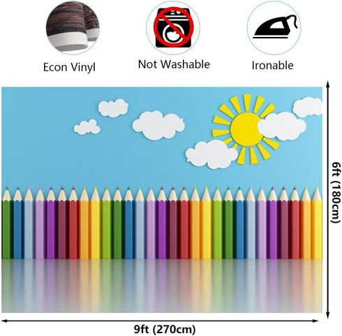 Action Bloom 9x6ft Colorful Pencils Backdrop Abstract Rainbow Pencil Photography Background for Children Drawing