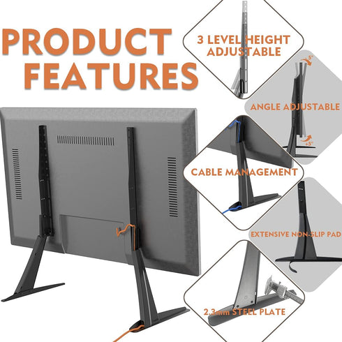 Hemudu 27-55 Inch 800x400 mm, 125 lbs, Universal Table Top TV Stand Base TV Legs with Height Adjustment fits Most LCD