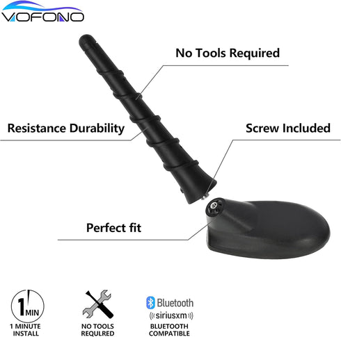 VOFONO 4.5 Inch Antenna for Jeep Cherokee, Grand Cherokee, Compass, Renegade, Dodge Durango
