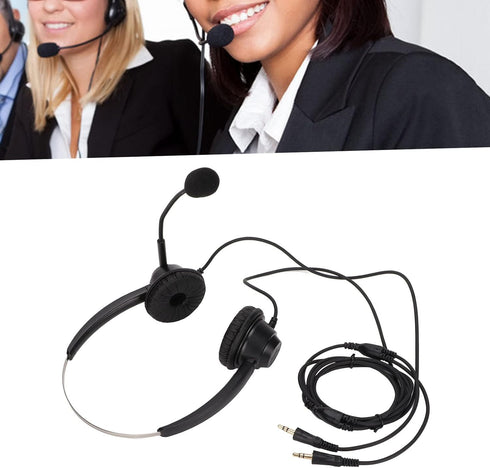 3.5mm Wired Stereo Call Center Headset, On Ear with Noise Cancelling Microphone for Home Office