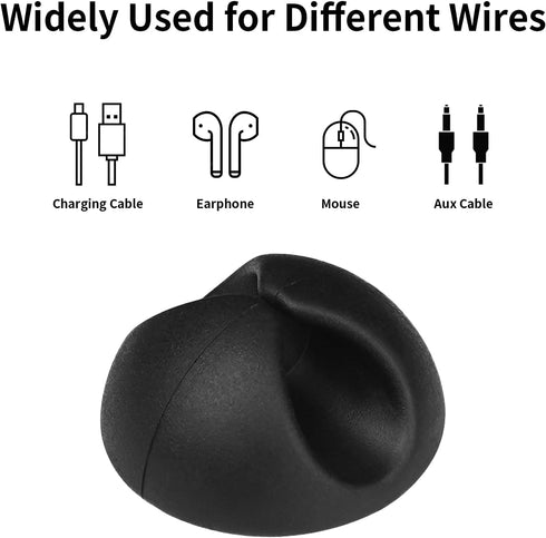 Cord Holder Cable Clips, 12PCS Black Organizer, Adhesive Charger Wire Management Keeper for Desk, Office, Nightstand