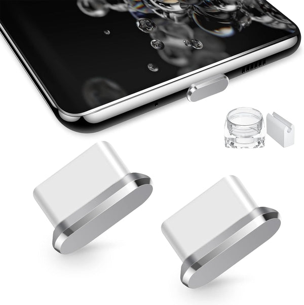 USB Type C Anti Dust Plug 2 Pack, USBC Charging Port Cover Plugs Protector Cap with Carry Box for iPhone and Samsung