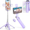 MQOUNY Mini iPhone Tripod Stand, 38" Selfie Stick with Wireless Remote & Removable Light, 360° Rotation (Purple)