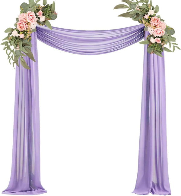 Lavender Wedding Arch Draping Fabric, 29" x 20FT Sheer Drapes for Ceremony, Arbor, Stairs Swag Decoration