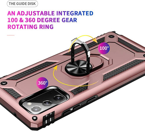 Samsung Galaxy Note 20 Case, Note20 5G Military-Grade Shockproof Cover with HD Screen Protectors, Rose Gold