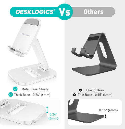 Adjustable Cell Phone Stand for Desk, Foldable Holder Cradle Dock for iPhone 15 14 13 Pro Max Mini, 12 11 XR X 8 7 6