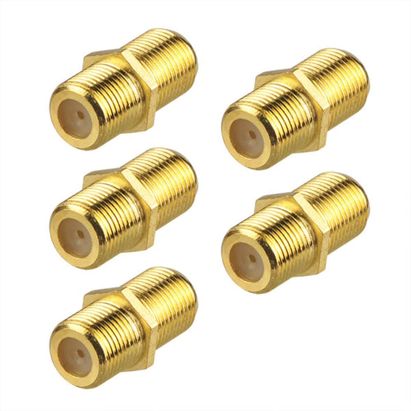 VCE Coaxial Cable Connector, RG6 F-Type Gold Plated Adapter, Female to Female, 5-Pack