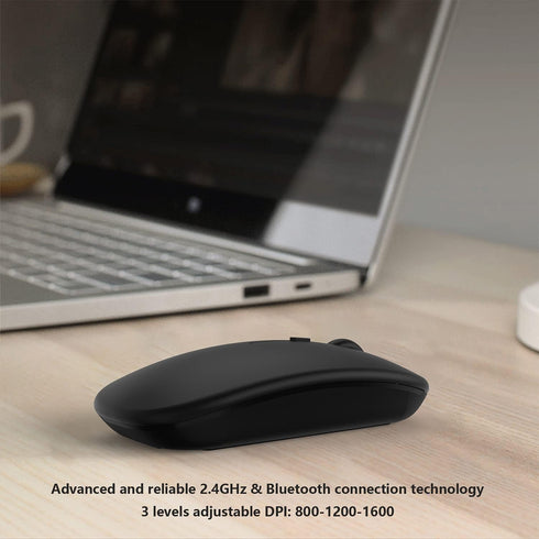 Wireless Bluetooth Mouse for iPad, iPhone, MacBook, Android, Dual-Mode Rechargeable Mice for Windows Laptop PC