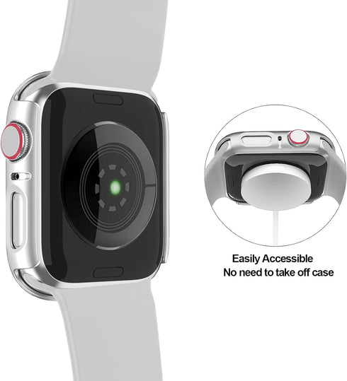 BHARVEST 2 Pack Hard PC Case for Apple Watch SE 2022/Series 6/5/4/SE 44mm with Tempered Glass Protector