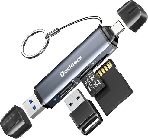Dockteck SD Card Reader, 5G Super Speed USB3.0, 3-Slot USB A/C to SD/Micro SD/USB A Memory Card Reader for UHS-I