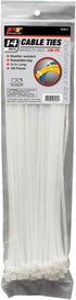 Performance Tool 100pc Cable Tie, 14-Inch, White, 50 Lbs Tensile Strength