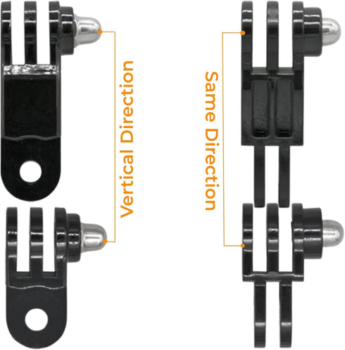 3-Way Adjustable Extension Pivot Arm Straight Joints Adapter Mount Kit, Long and Short, Same and Vertical Direction Straight Joints Connector Convertor for Action Cameras