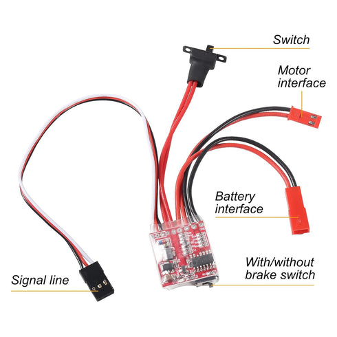 JUZITAO 3PCS 20A 2KHz 2S RC Brushed ESC Motor Mini Speed Controller Forward Reverse Brush Brake RC for RC Car Boat Tank