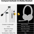 USB Earbuds with Boom Mic for Computers and Smartphones, in-Ear Headphones with USB-A & USB-C Connectivity for Laptop, Desktop, PS 4 5, Compact & Lightweight, 4.9FT