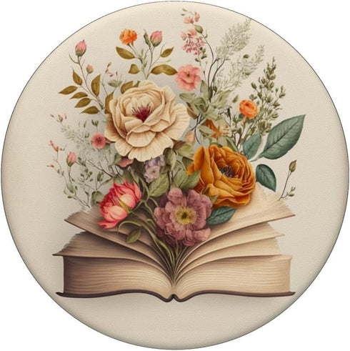 Librarian Flowery Book Lover Floral Aesthetic PopSockets Standard PopGrip