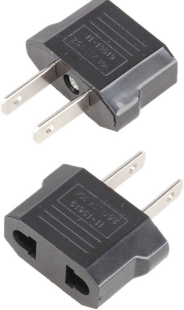 ANRANK E-U4113619AK European to USA American Outlet Plug Adapter, Black, 2-Pack