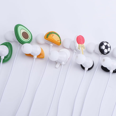 QearFun Cartoon Silicone Earbuds for Kids, 6pcs Different Pattern, Wired Earbud & in-Ear Headphones Gift for School