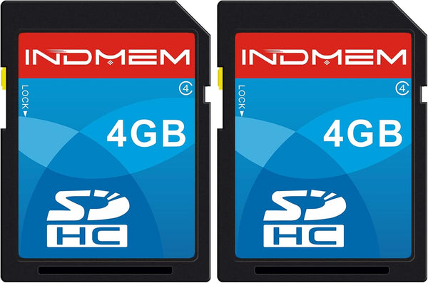 INDMEM SD Card 4GB SDHC Class 4 Flash Memory Card, 2 Packs for Digital Cameras