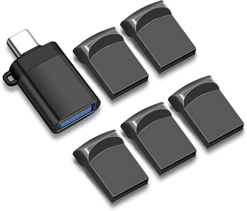 EASTBULL 16GB USB 2.0 Small Flash Drives 5 Pack with A USB-C Adapter,