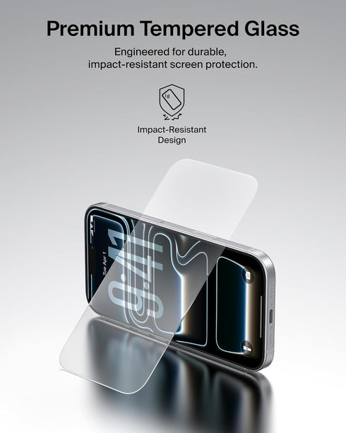 17 Belkin ScreenForce TemperedGlass Screen Protector for iPhone Pro, Scratch-Resistant Impact Protection w/Included