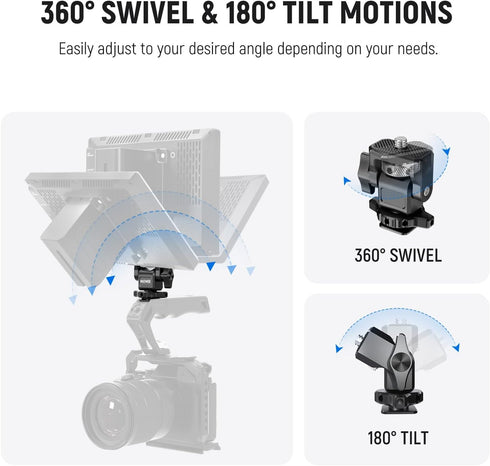NEEWER Camera Monitor Mount with Cold Shoe, 1/4" Screw for 5" & 7" Field Monitor - Compatible with Atomos Ninja V, 360°